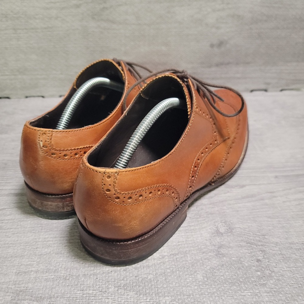 Cole Haan C24116 Wingtip Oxford Mens 11 M British Tan Leather Brogue Dress Shoes - Picture 3 of 11